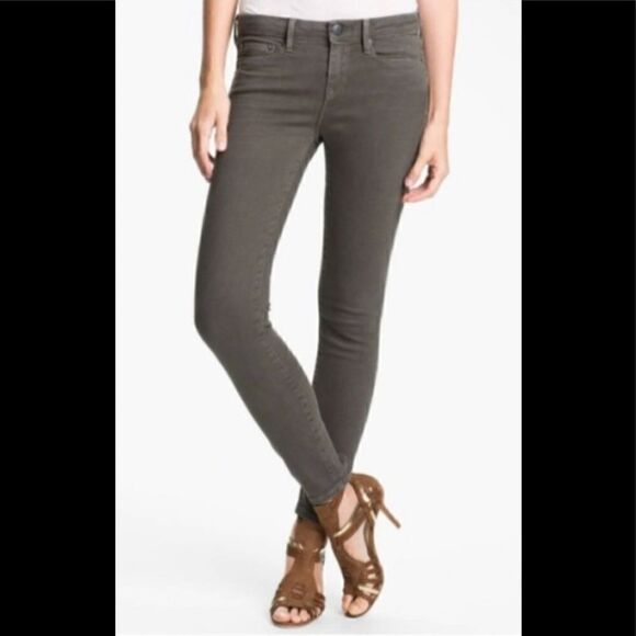 VINCE SUPER SKINNY DISTRESSED ANKLE JEAN IN OLIVE - Picture 1 of 6